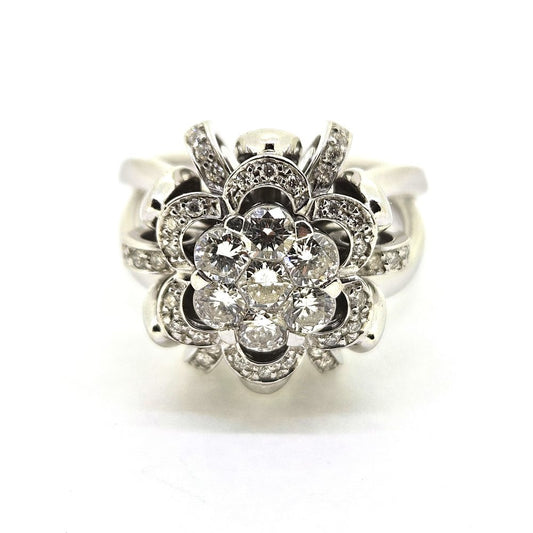 Contemporary 1ct Diamond Flower Cluster Dress Ring