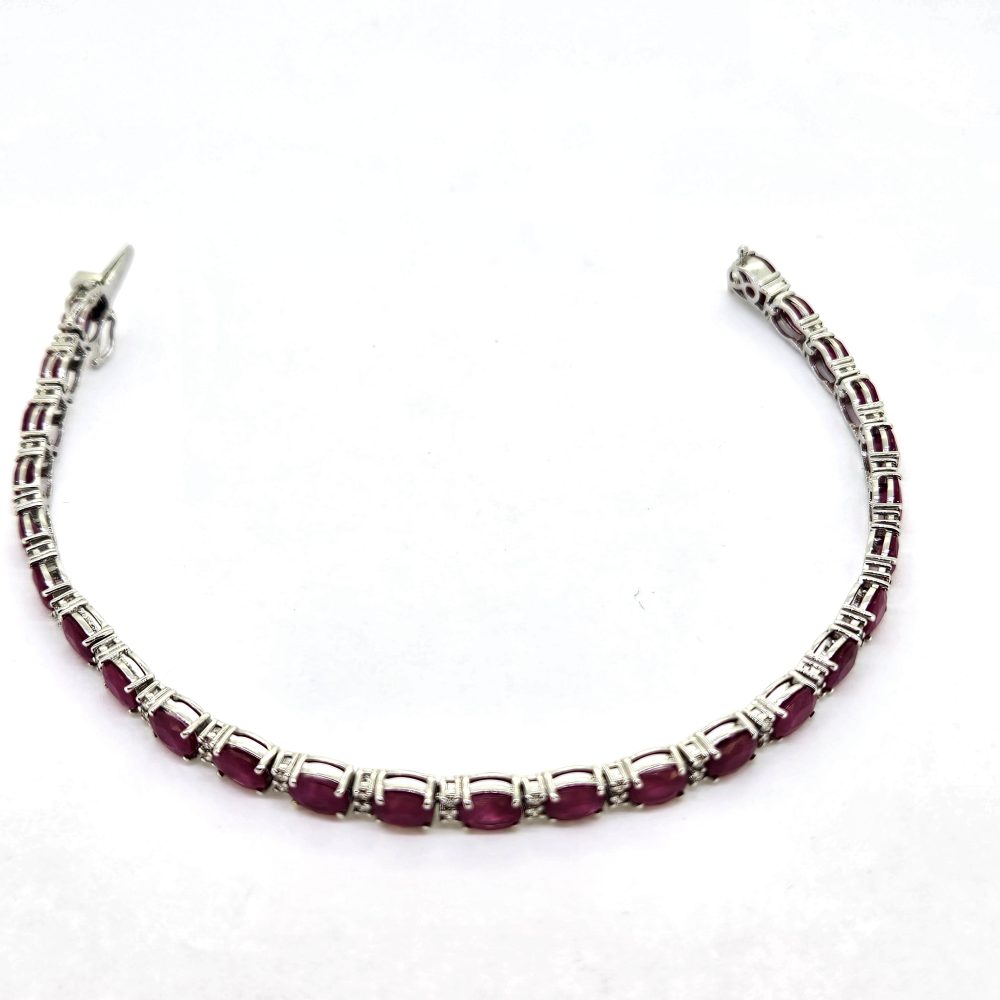 10.35ct Oval Ruby and Diamond Line Bracelet
