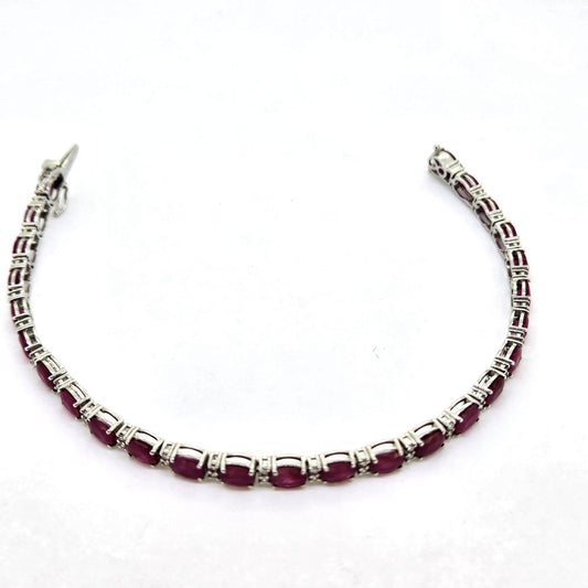 10.35ct Oval Ruby and Diamond Line Bracelet