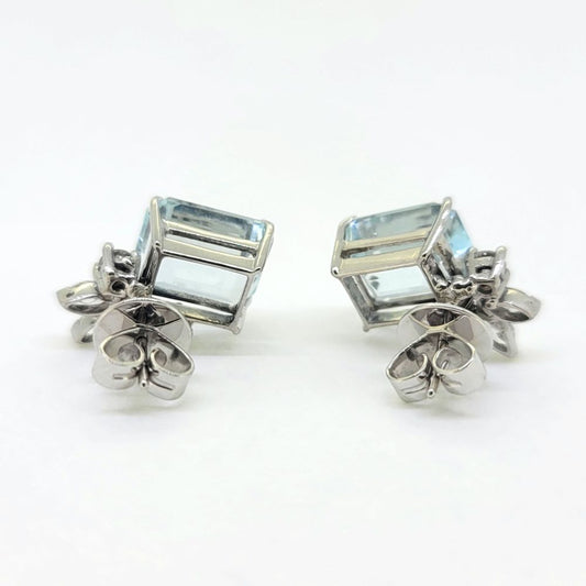 6ct Aquamarine and Diamond Stud Earrings