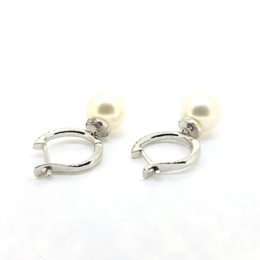 Freshwater Pearl and Diamond Drop Earrings