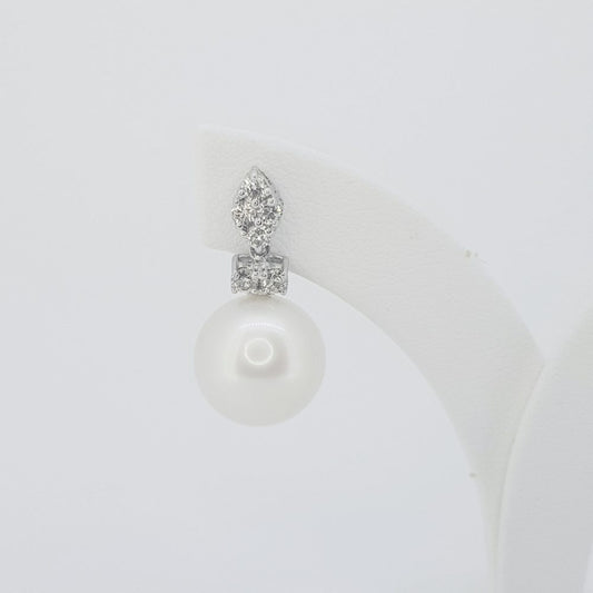 Pearl and Diamond Drop Earrings
