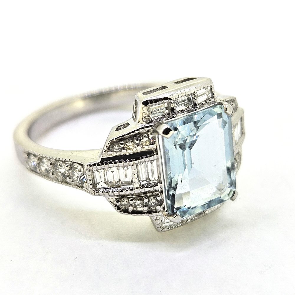 2.11ct Aquamarine and Diamond Cluster Dress Ring