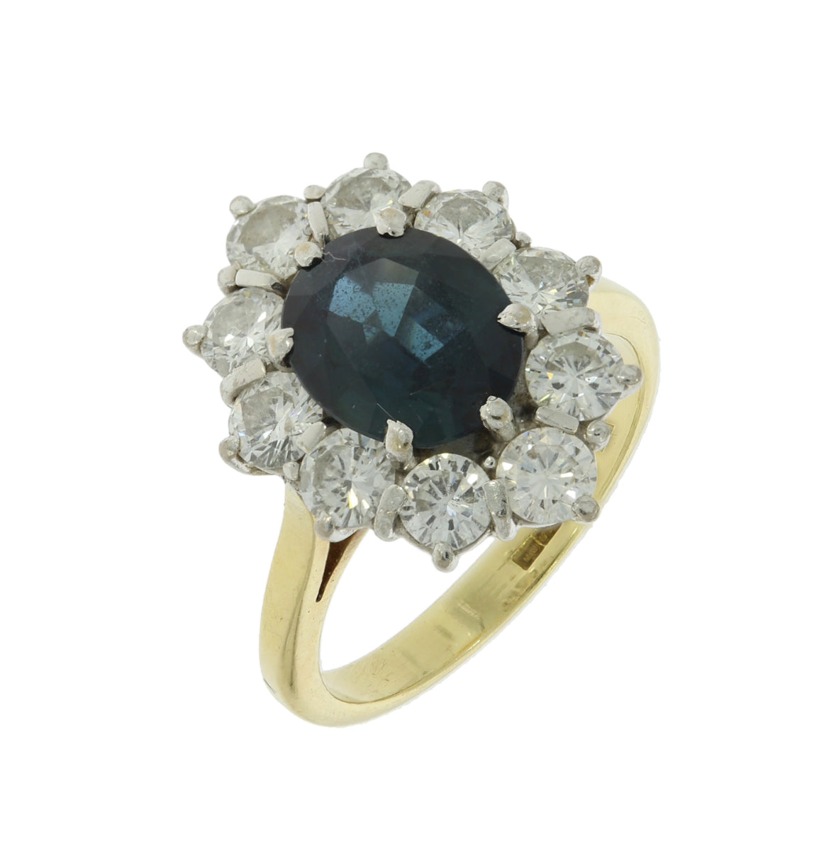 2.40ct Oval Sapphire and Diamond Cluster Engagement Ring