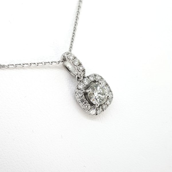 0.72ct Diamond Halo Cluster Pendant and Chain