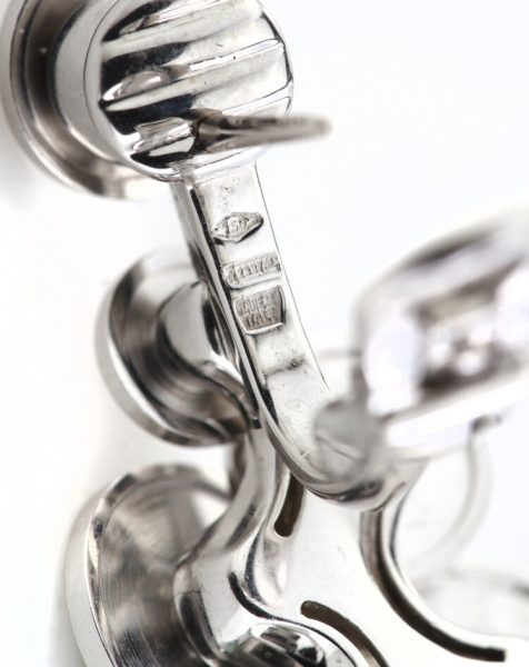 Bvlgari 18ct White Gold Disc Cluster Drop Earrings; striking pair of vintage Bulgari 18ct gold earrings, post and clip fittings, Circa 1990s