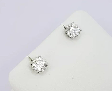 1.42ct Diamond Solitaire Stud Earrings, four-claw set, mounted in 18ct white gold, with bar and butterfly fittings. Colour H, clarity SI1.