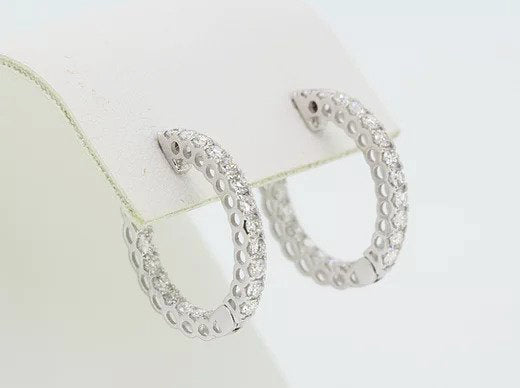 Diamond Set Hoop Earrings, 1.03 carats, in 18ct White Gold