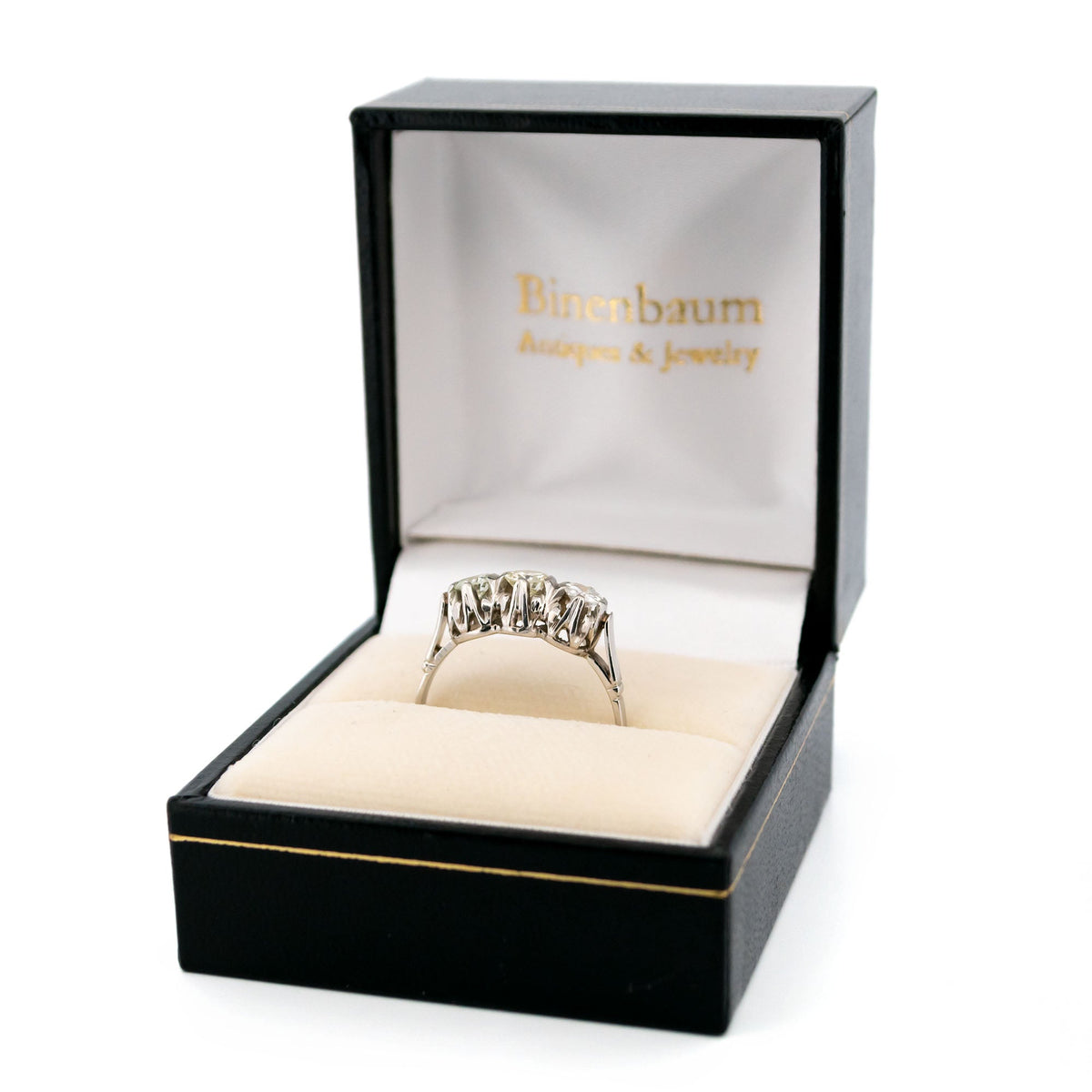 Art Deco Three Stone Old Cut Diamond Engagement Ring Platinum, 0.65cts