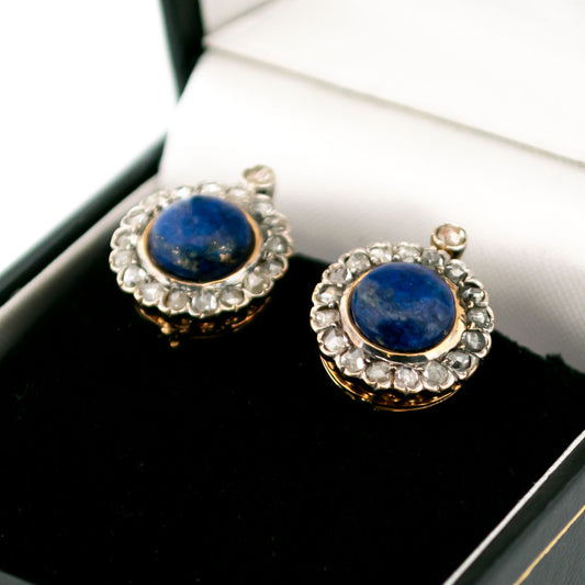 Diamond Lapis-Lazulis 18 Carat Gold Cluster Earrings 8281-2000