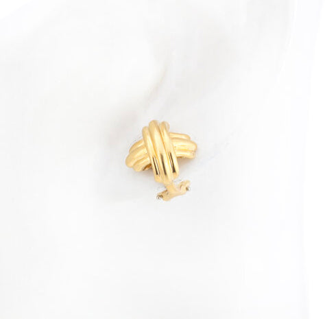 Tiffany and Co 18ct Yellow Gold Domed Cross Clip On Earrings, with original box.