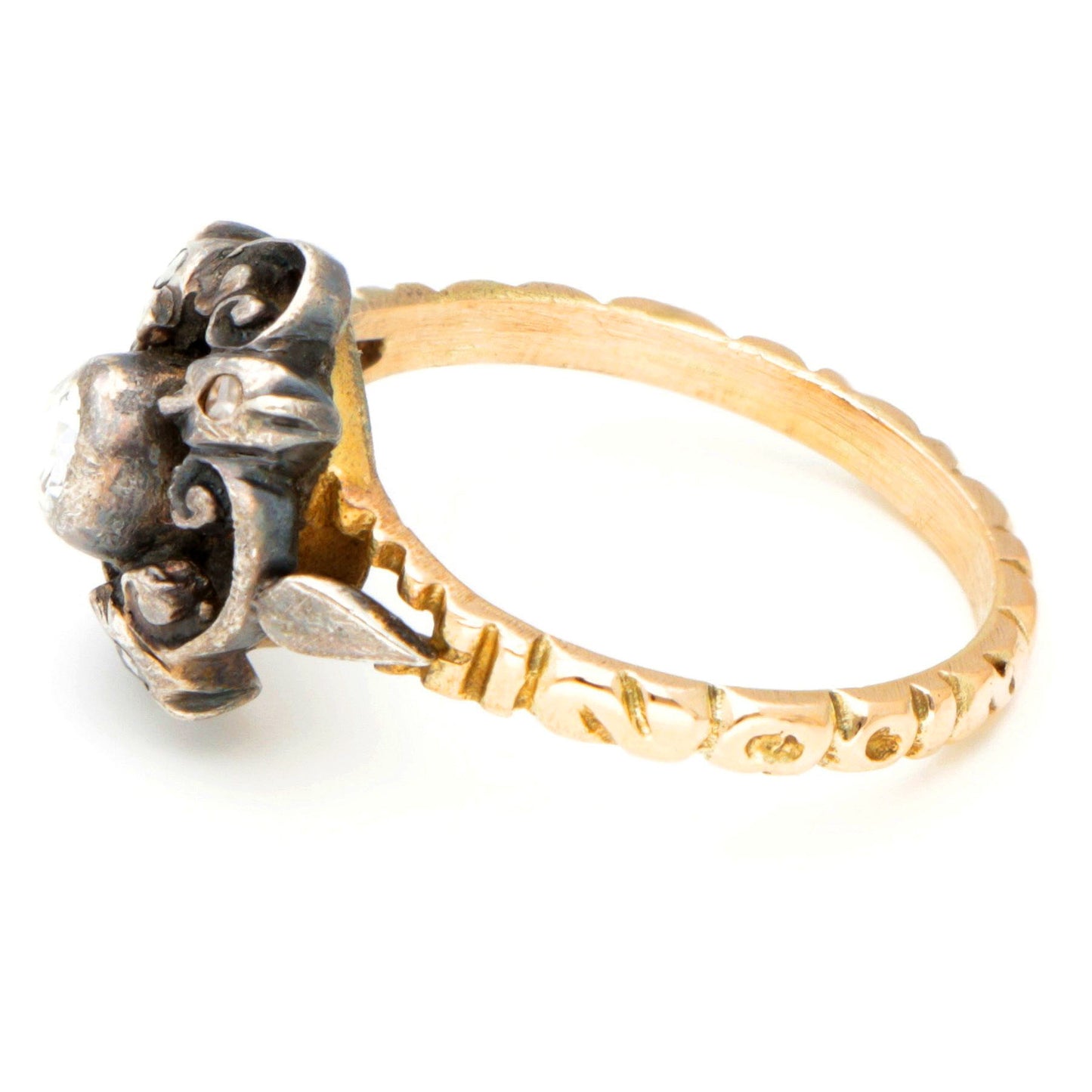 Antique Rose Cut Diamond Cluster Engagement Ring