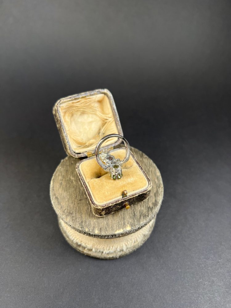 Edwardian Antique Suffragette Amethyst Peridot Diamond Ring