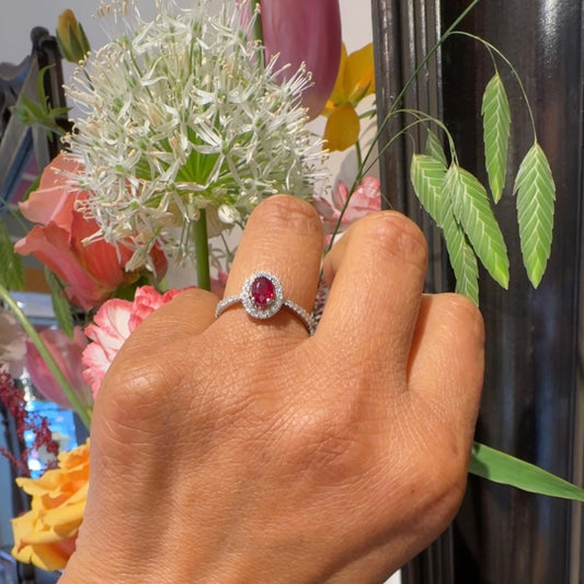 Diamond Ruby 18k Cluster Ring 16728-8963