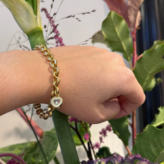 Vintage Chopard Happy Diamonds Heart Charm Gold Bracelet