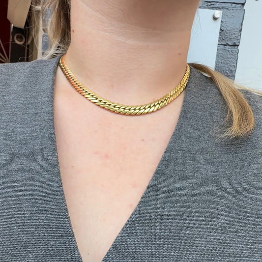 Vintage 18ct Yellow Gold Curb Link Necklace