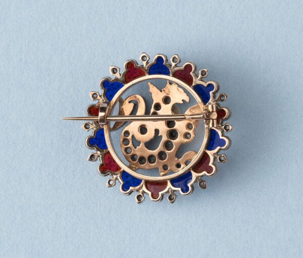 Antique Victorian Rose Cut Diamond and Plique A Jour Dragon Brooch
