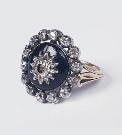 Antique Georgian 1.20ct Old Cut Diamond and Garnet Dress Ring