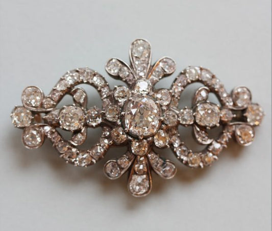 Antique Georgian 5ct Old Cut Diamond Brooch, Circa 1850