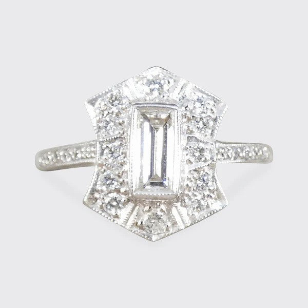 Baguette Diamond Cluster Plaque Tablet Ring