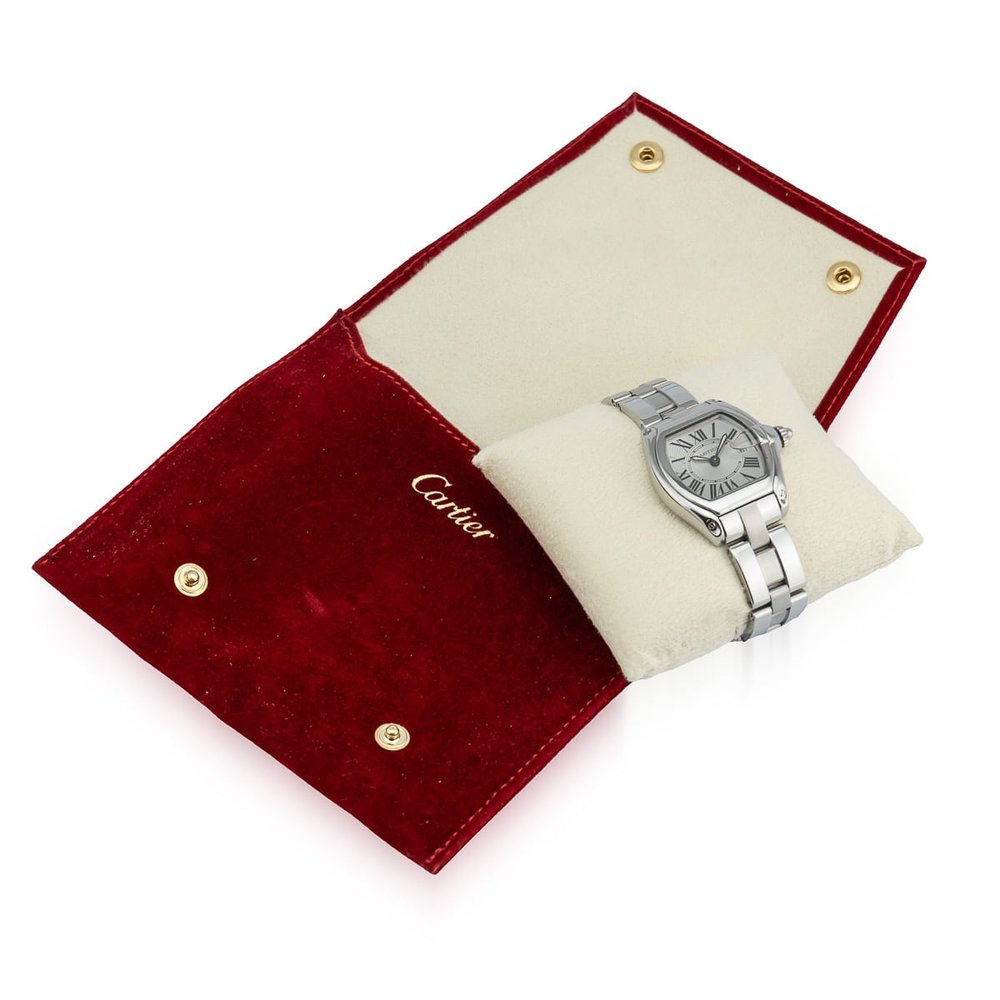 Cartier Roadster W62016V3 Stainless Steel Quartz Watch with Cartier red pouch