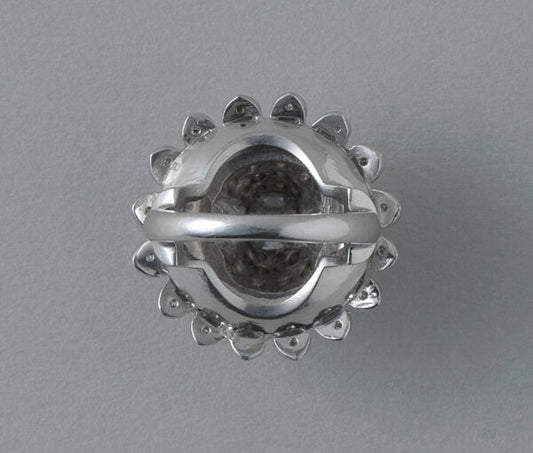 Vintage 10ct Diamond and Platinum Domed Cluster Bombe Cocktail Ring; set with carré, brilliant, French and single-cut diamonds, 10.00 carat total, Circa 1950s