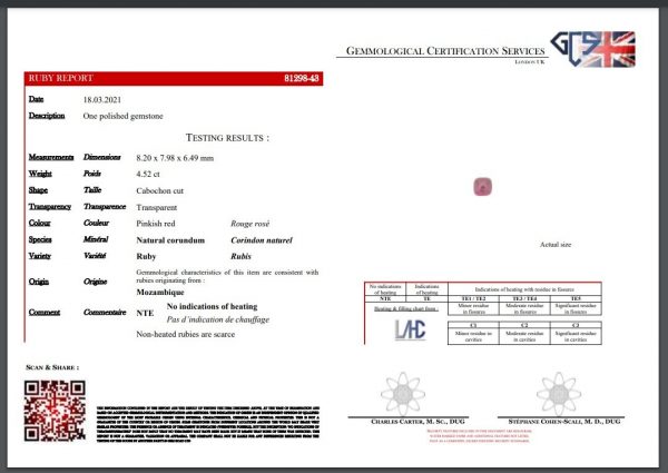 Art Deco 4.52ct Natural Cabochon Ruby and Old Cut Diamond Trilogy Ring, with GCS certificate