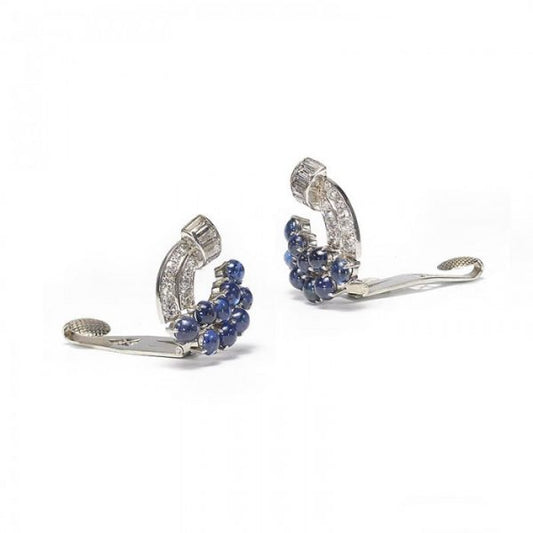 Vintage Sapphire, Diamond and Platinum Earrings, 5.00 carats
