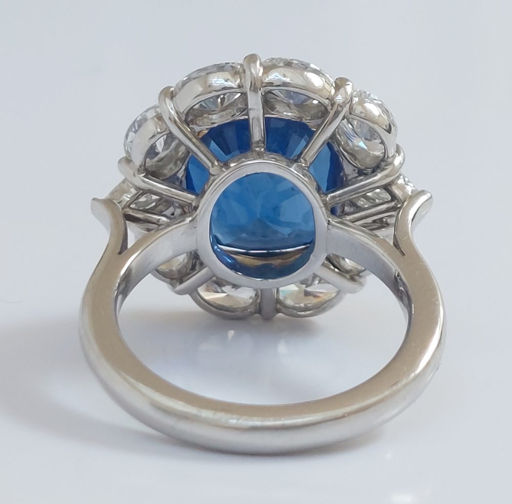 9.04ct Cushion Sapphire and Diamond Cluster Ring
