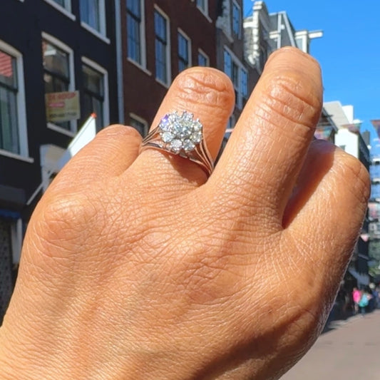 Vintage Diamond 14k Cluster Engagement Ring. 0.84cts
