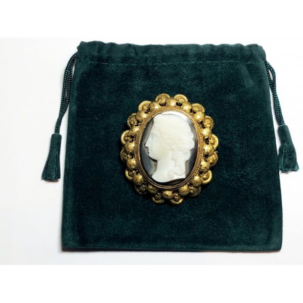 Antique Victorian Cameo Brooch Pendant, Circa 1875
