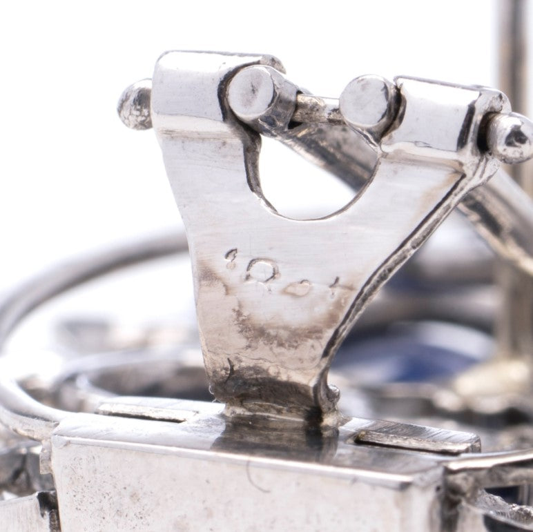 7.20ct Natural Cabochon Sapphire and Diamond Leaf Shaped Cluster Earrings in 18ct White Gold