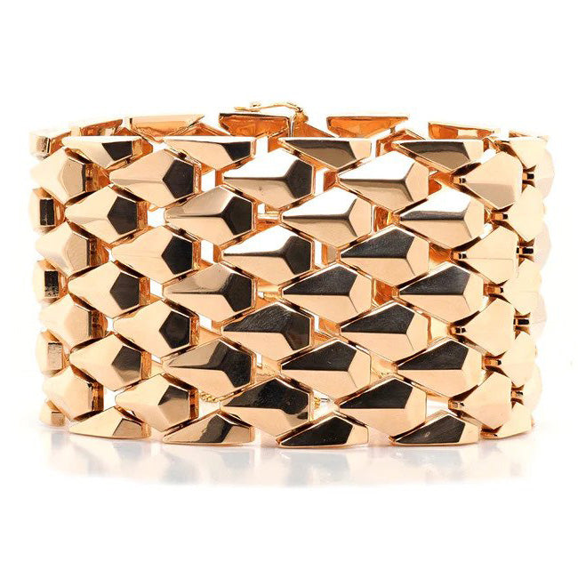 Vintage Retro 18ct Yellow Gold Teardrop Wide Link Bracelet