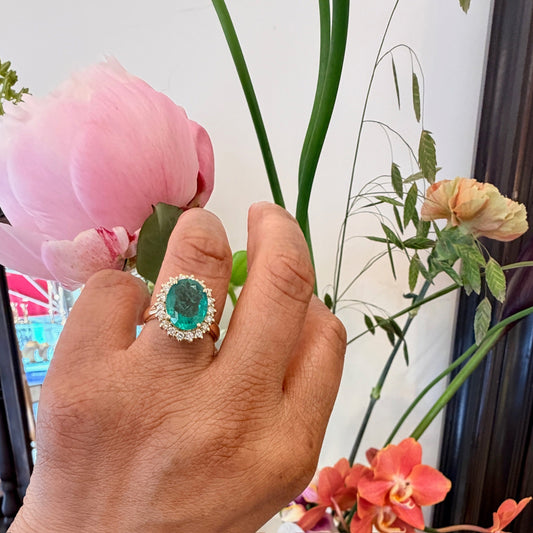 Diamond Emerald 18ct Cluster Ring