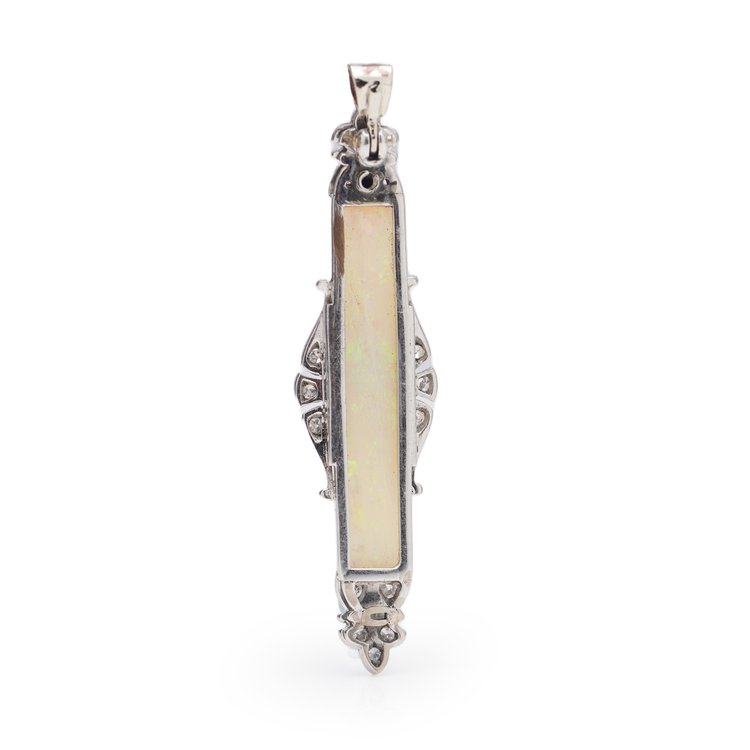 Vintage Opal and Diamond Pendant Brooch