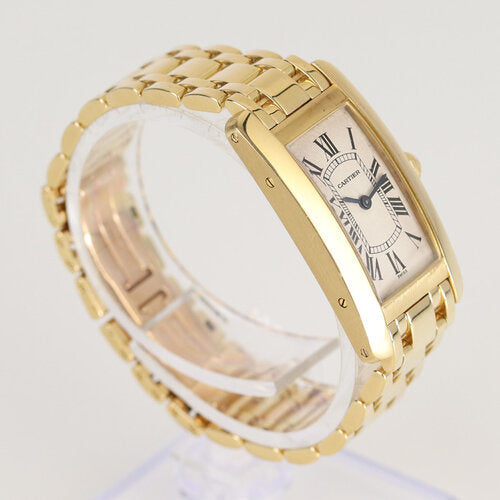 Cartier Ladies Tank Americaine 18ct Yellow Gold Watch, With Box
