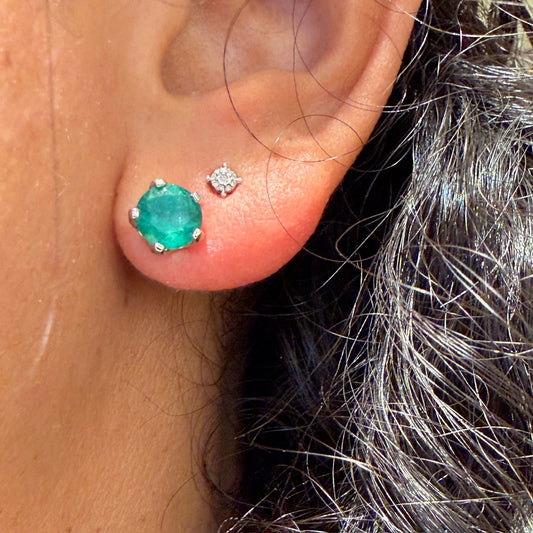 2.76ct Emerald Solitaire Stud Earring in Platinum