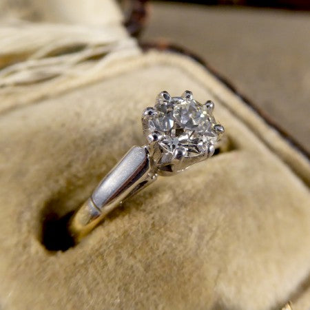 Antique Edwardian 0.53ct Old-Cut Diamond Solitaire Engagement Ring