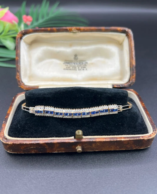 Edwardian Antique Sapphire and Rose Cut Diamond Bracelet