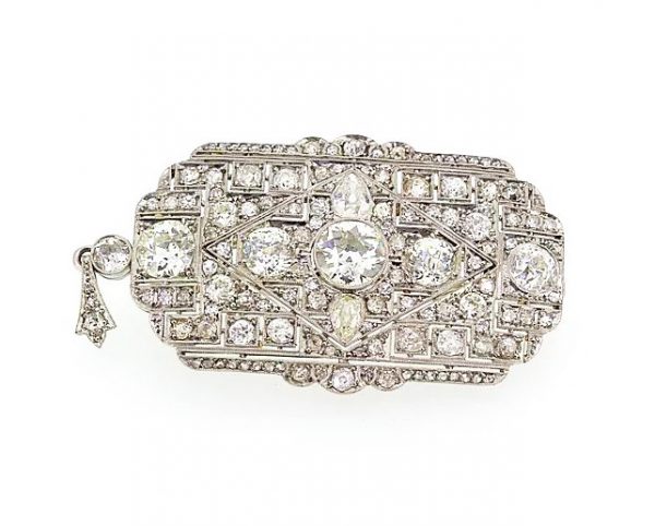 Art Deco Diamond Brooch Pendant totaling 8.50 carats