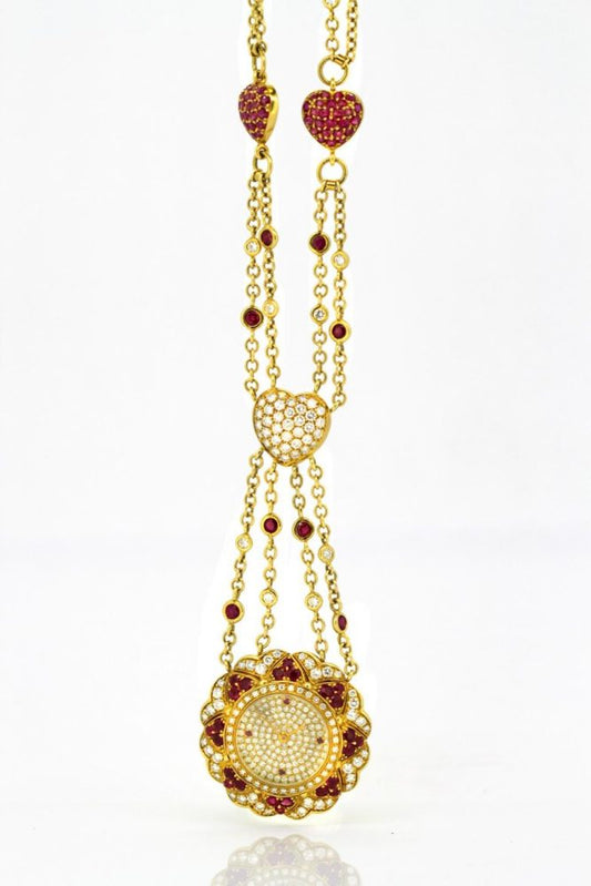 Moussaieff Diamond and Ruby Necklace Pendant Watch