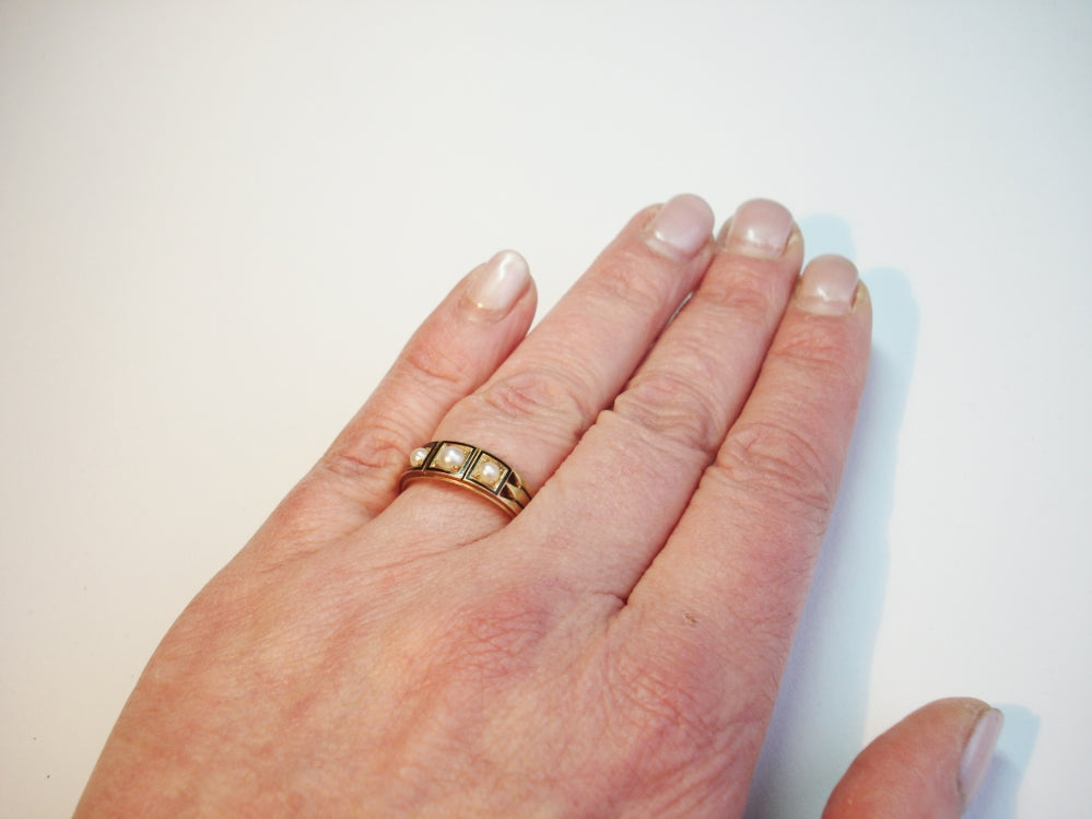 Antique Victorian Pearl and Enamel Ring