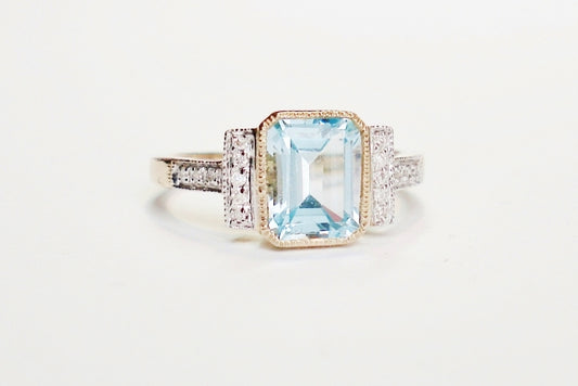 Aquamarine and Diamond Ring