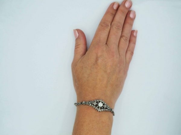 Antique Rose Cut Diamond Bracelet, Silver and Gold
