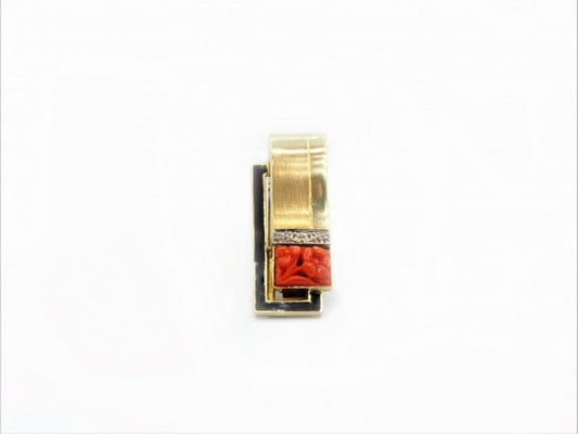 Vintage Art Deco Red Coral and Diamond Clip