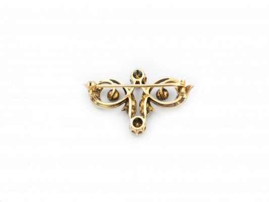Antique Art Nouveau Rose Cut Diamond Brooch