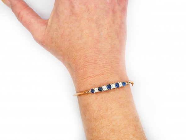 Antique Sapphire and Diamond Yellow Gold Bracelet