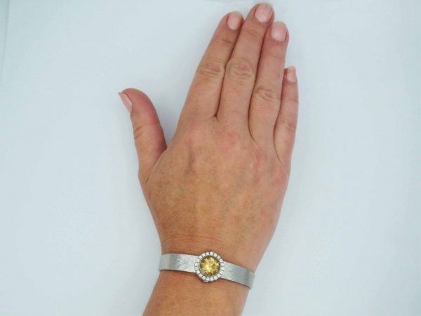 Vintage 5.00ct Citrine and Diamond White Gold Bracelet, Circa 1960