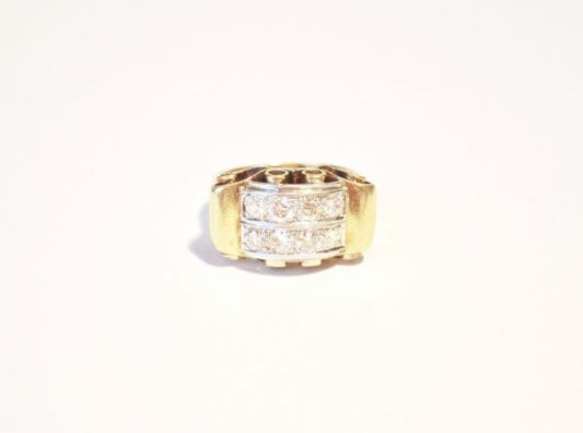 Vintage Fifties Two Row Diamond Gold Ring