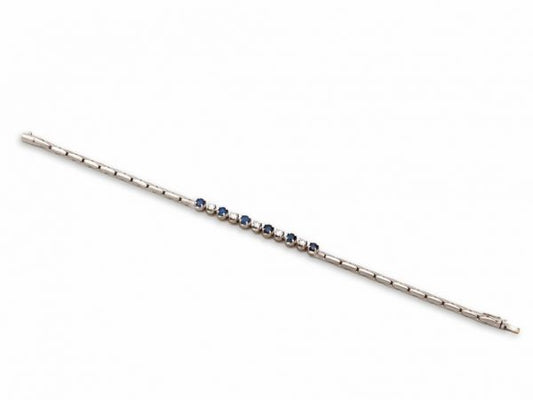 Vintage Seventies sapphire and diamond white gold bracelet